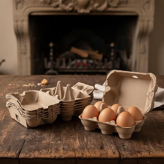 100 Pieces Natural Material Empty Egg Cartons, Each Holds 6 Fiber Egg Carton For Home, Farm, Market, Camping, Picnic, Travel,Reusable.