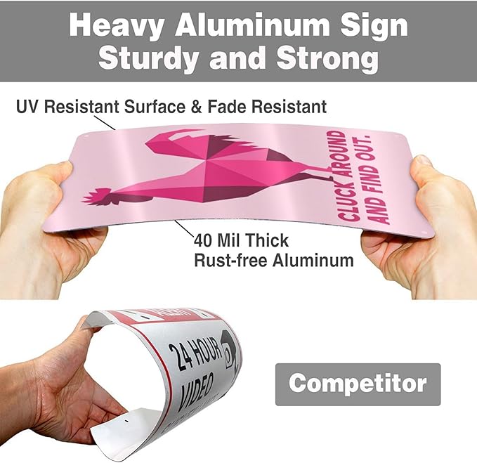 Funny Chicken Sign Cluck Around and Find Out Sign For Farmhouse Decor Chicken Coop Accessories 8x12 in (pink-chicken)