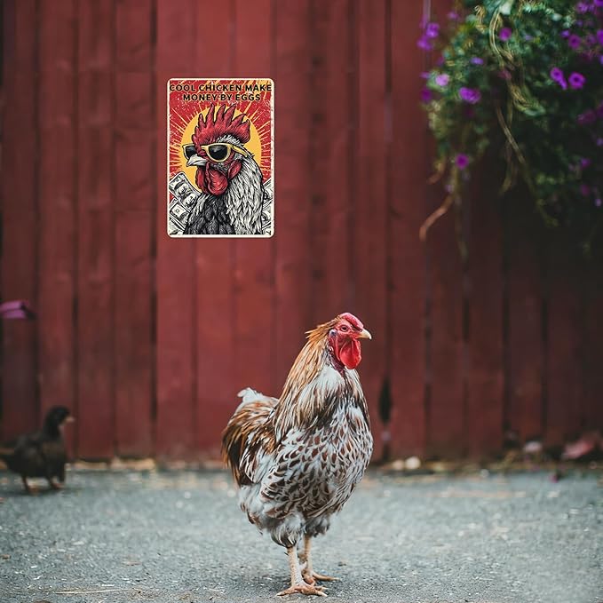 Funny Chicken Gifts Country Kitchen Decor Chicken Birthday Decorations Rustic Farmhouse Wall Decor Vintage Metal Sign 8×12 Inches For Yard Coop Garden
