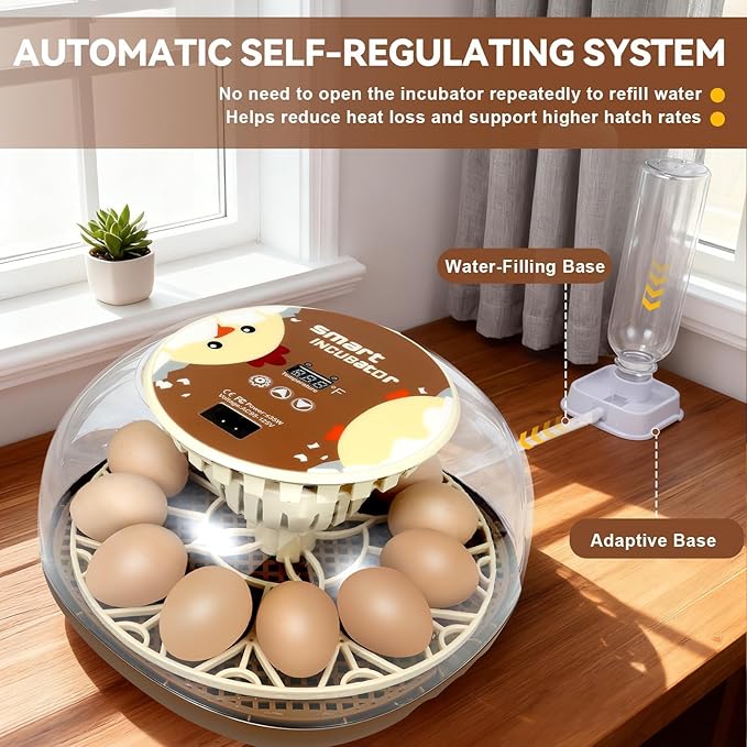 Nest I - 12 Egg Incubator for Beginners, Auto Egg Turning, Consistent Humidity with Auto-Refill Water Bottle & Stable Temp Control for Hatching Chicken, Goose, Duck, Quail, Pigeon, and Turkey