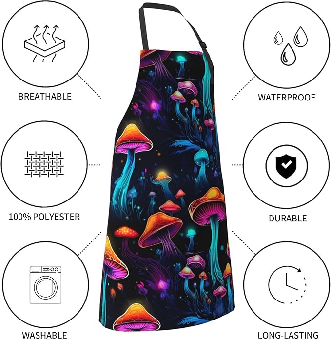 Shark Jumping Home Aprons 2 Pockets 33"×28" for Men Women, Ocean Sea Waterproof Kitchen Cooking Bib