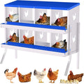Nesting Boxes for Chickens, Chicken Coop Laying Boxes for Hens with Egg Rollaway System to Protect Eggs, 6/8/10-Hole Galvanized Steel Chicken Nesting Boxes Backyard Farm, Easy to Clean