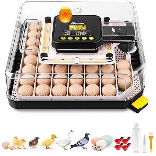 Sailnovo 48 Egg Incubator for Hatching Eggs with Auto Egg Turning, Precision Temp & Humidity Control, 360°Viewing, Egg Candler, Incubator for Chicken Eggs/Duck/Quail,Ideal for Farm/School/Lab,Gray