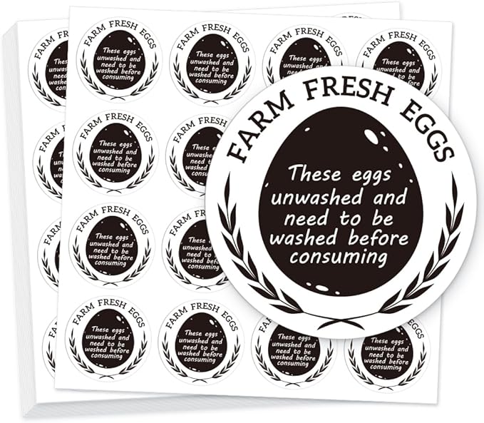 320 Pcs Egg Carton Labels, 2 Inch Round Farm Fresh Egg Sticker PET Adhesive Egg Packaging Sticker for Box Container Carton Farm Supplies