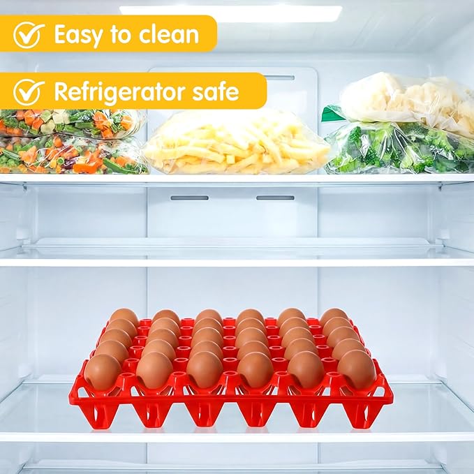 Honeydak 8 Pack Plastic Egg Trays Crates 30 Flats Egg Cartons Dozen Reusable Container Holder Storage Box for Home Chicken Farmers Storing Sorting Shipping