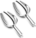 Stainless Steel Ice Scoop Set of 2, E-far 24 Ounces Metal Large Utility Scoop for Kitchen/Bar/Party/Wedding/Dog food/Potted Plants, Round Bottom & Hanging Loop, Rust Free & Dishwasher Safe