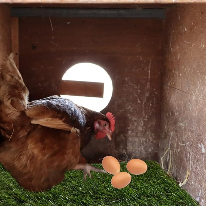 8PCS Chicken Nesting Pads for Laying Eggs,Washable Nest Box Pads Reusable Grass Mat Green Artificial Chicken Coop Liner Bedding for Hen,Chick,Duck