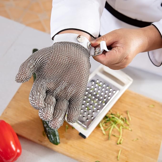 Dowellife Chainmail Glove, Cut Resistant Food Grade, Stainless Steel Mesh Metal Knife Cutting Glove for Butcher, Oyster Shucking Kitchen Mandoline Chef Slicing Fish Fillet (Small)