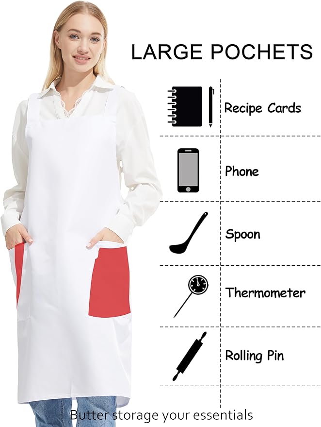 APRONNER Comfortable Water Repellent Cross Back Aprons for Women with Pockets for Cooking Kitchen Baking Adjustable Unisex