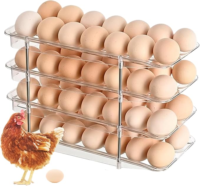 Detachable Egg Storage - 4-Layer Clear Container Box, Stackable Egg Organizer | Large Capacity Storage Rack, Compact Space Saving Design, Durable Kitchen Fridge Pantry Accessory | Efficient Counter O