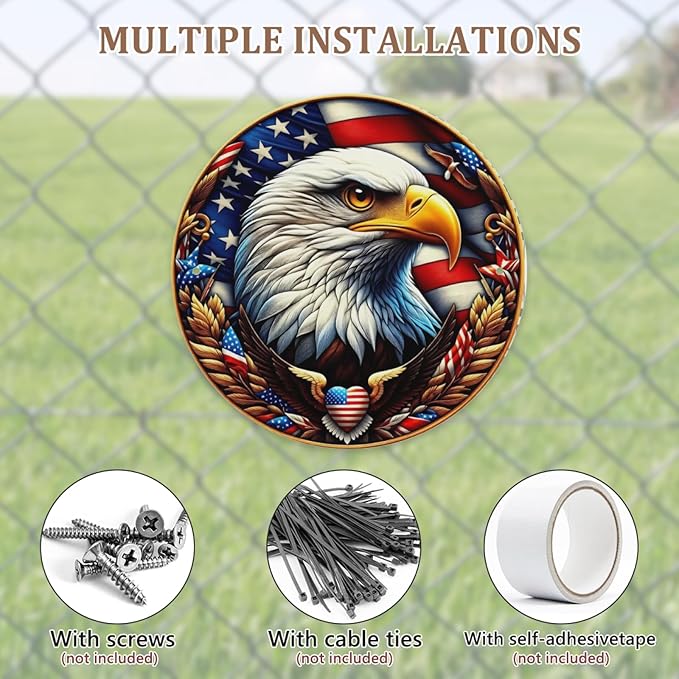 United States 250th Anniversary Round Metal Signs, Patriotic Eagle Home Decor Wall Signs, 1776-2026 America 250th Decorative Wall Signs, Gift for US Citizens