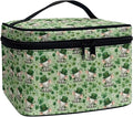 Travel Makeup Bags for Women Portable Tote Cosmetic Case with Carry Handle Toiletry Accessories Storage Organizer Bags for St. Ptrick's Day, Cute Elephant Shamrock