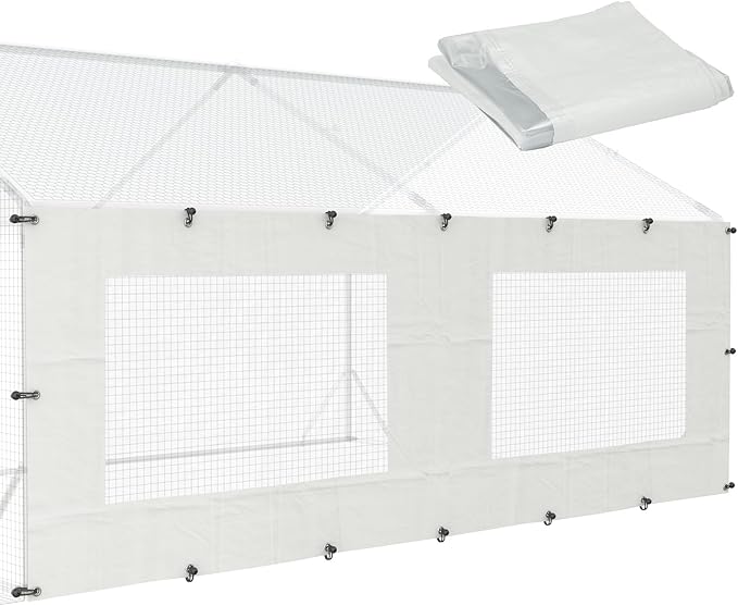 Quictent 12x4 FT Chicken Coop Cover Heavy Duty Winter Wrap with Window, Waterproof Chicken Run Tarp, Windproof Insulation Shield, 32 Ball Bungees (Side Panels, 2 Packs)