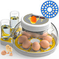 Egg Incubators for Hatching Eggs, 8/30 Chicken Egg Incubator with Automatic Egg Turning, Temperature Control & Humidity Display, Egg Candler, Home Use for Chicken, Duck, Quail - 2 Egg Trays Yellow