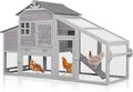 Chicken Coop with Wheels Wooden Outdoor Chicken House Easy Cleaning with Nesting Box, Deeper Leakproof Pull-Out Tray and UV Proof Panel Roof - Reinforced Version
