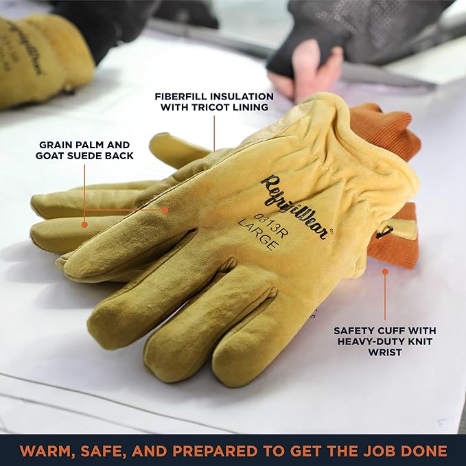 RefrigiWear Insulated Goatskin Leather Gloves, -10°F Comfort Rating