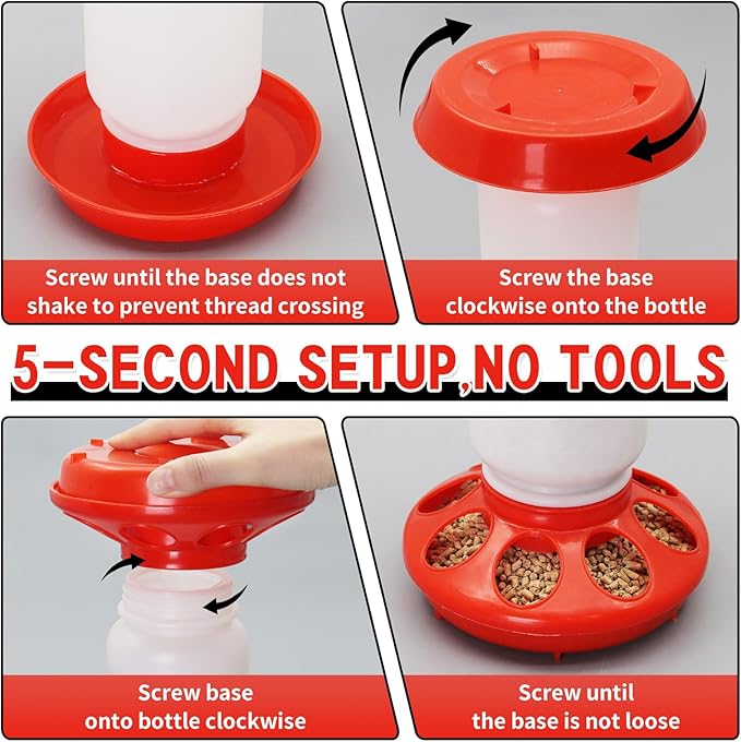 Chick Feeder and Waterer Set – Automatic 1L Chicken Feeder and Waterer for Baby Chicks, Ducks, and Quail – Brooder Starter Kit & Chicken Coop Supplies