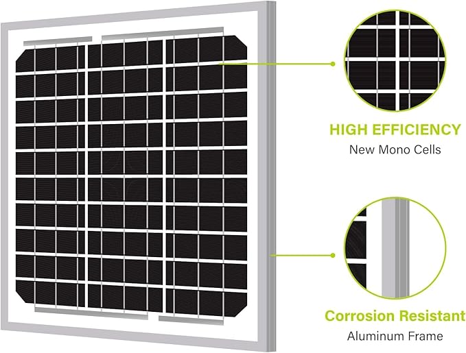 Newpowa 10PCS 5W(Watts) 12V(Volts) Solar Panels, High-Efficiency Monocrystalline Solar Panel Battery Maintainer PV Module Power for Battery Charging of Boat RV Gate Opener Fences, 10-Pack 5W