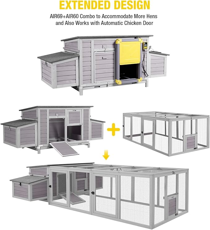 Aivituvin Chicken Coop with Two Nesting Boxes Large Wooden Hen House Outdoor Weatherproof Rabbit Hutch Duck Cage (AIR69)