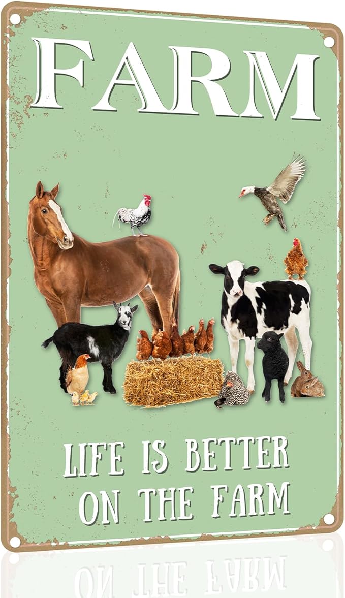 Vintage Metal Tin Sign - Farm Life is Better on the Farm - Aluminum Sign for Cafe, Home, Bar, Pub, Garage, Hotel, Garden, Wall Decor, Art