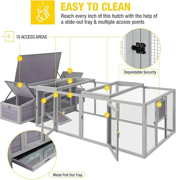 Aivituvin Chicken Coop with Run for 4–6 Chickens, Ducks, or Small Animals, Outdoor Hen House with 4 Nesting Boxes, L-Shaped Metal Brackets, Weatherproof, Easy Assembly, 103" L x 67" W x 28" H