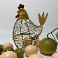 Chicken Wire Egg Basket Egg Holder Farmhouse Rustic Vintage Rooster Decor Chicken Shaped Egg Basket Fruit Storage Wire Basket For Collecting And Countertop Storing Egg (Gold)