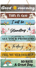 CHDITB Good Morning Inspirational Hanging Sign Plaque Farmhouse Wood Sign for Bedroom Motivational Scripture This is God Wooden Hanging Sign Art Wall Home Decoration God Christian Saying Wall Plaque