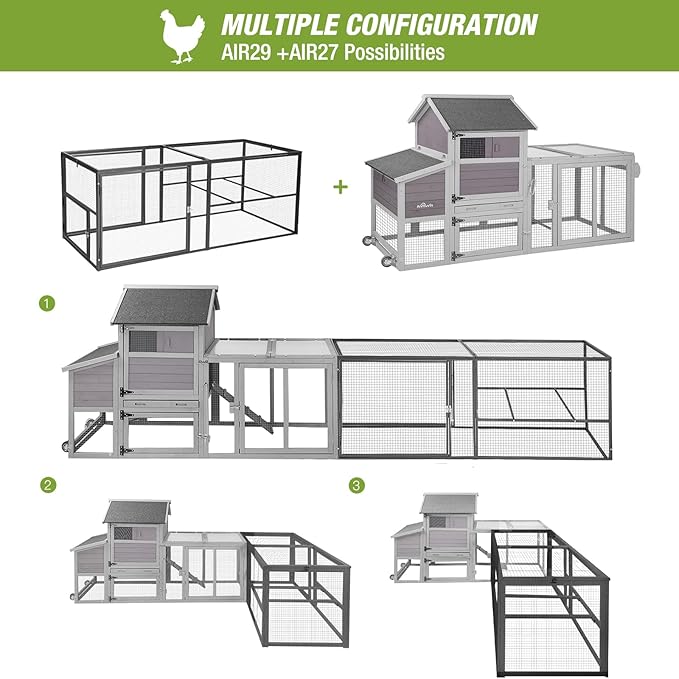 Chicken Run Chicken Coop Walk-in Poultry Cage Hen House Rabbits Habitat Cage, Extension Run for Multi Coops Large