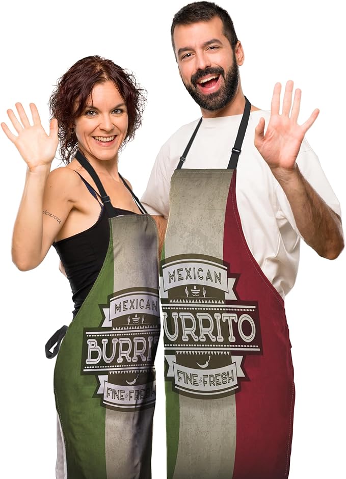 Paint Apron for Women Mexican Burrito Food Grilling Aprons for Men for Kitchen Cooking Restaurant BBQ Painting Crafting Gardening 27” (W) x 31” (H), Waterproof Aprons