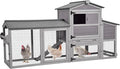 Chicken Coop, Mobile Chicken House with Wheels, Outdoor Hen House Poultry Cage with Nesting Box, Leakproof Pull Out Tray and UV-Resistant Roof (78.9" L x 26.6" W x 42.5" H)