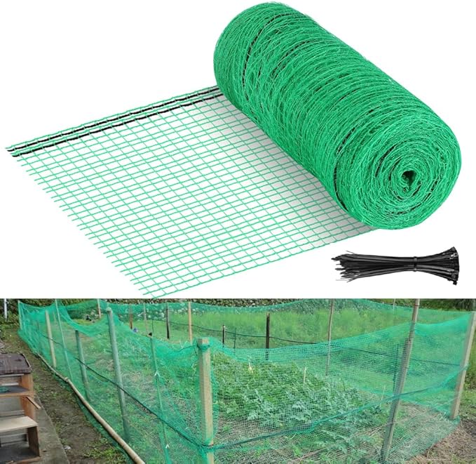 Plastic Garden Fence 5x65 FT Deer Fence Netting, Temporary Mesh Fencing Animal Barrier for Deer, Chicken, Poultry, Pet, Wildlife, Garden Bird Netting for Plant Fruit Tree Vegetable Protection