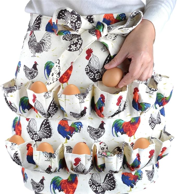 Egg Collecting Apron with 12 Deep Pockets Gathering Holding Farmhouse Fresh Eggs for Chicken Hen Duck Goose