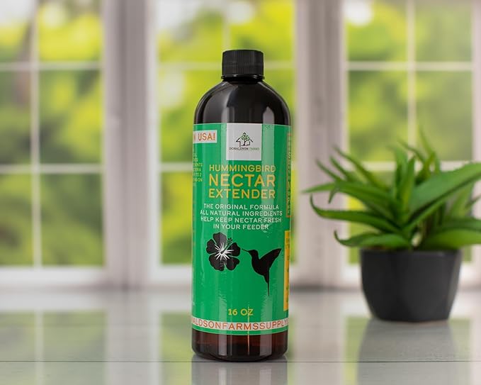 Hummingbird Nectar Extender – Extends Nectar Life and Attracts Hummingbirds Naturally All Organic Keeps Fresh Longer - Enjoy Clear Without Frequent Changes – 16 oz Bottle
