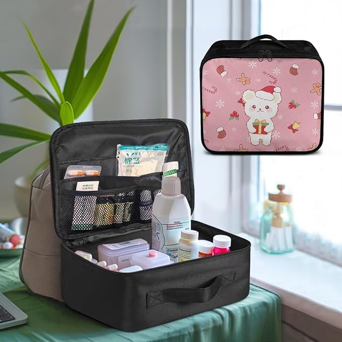 Rnyleeg Pink First Aid Bag Empty Christmas First Aid Kit for College Dorm Cute Emergency Medical Trauma Bag Travel First Aid Pouch
