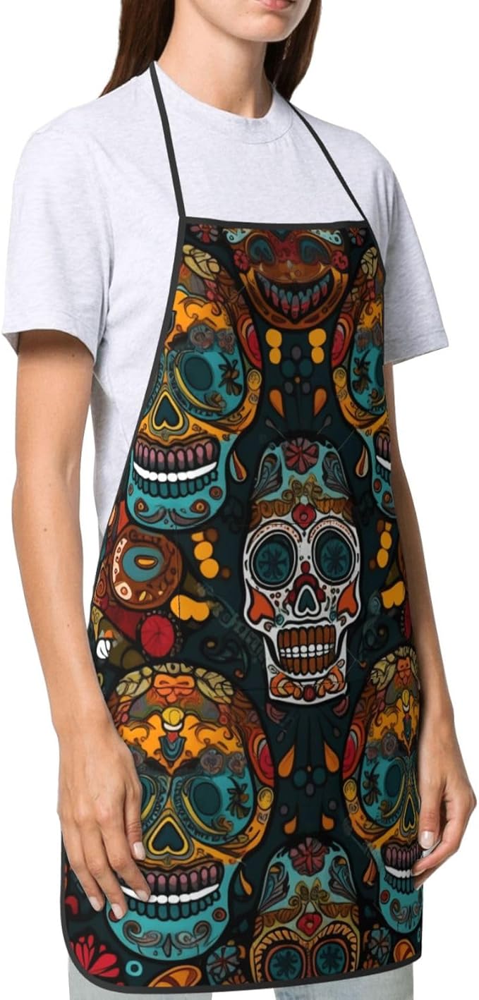 Cute Colorful Dog Paw Printed Unisex Bib Aprons BBQ Cooking Kitchen Aprons for Women Men Chef