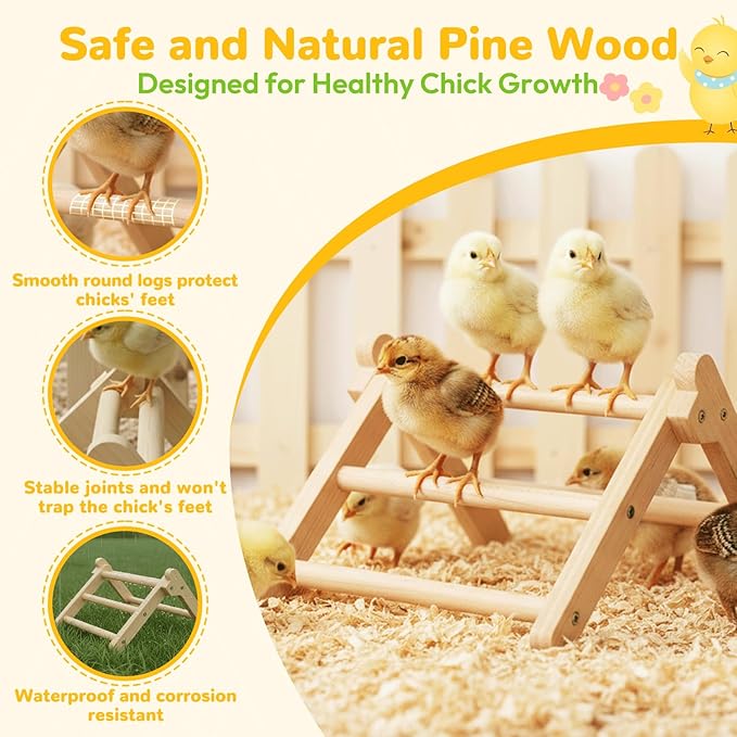 Innoland Chick Perch Foldable, Perch for Chicks Stable & No Assemble, Chick Roosting Perch for Stand Training, 11.02" × 9.84" × 6.10" Baby Chick Toys for Chicken Brooder | Coop (M)