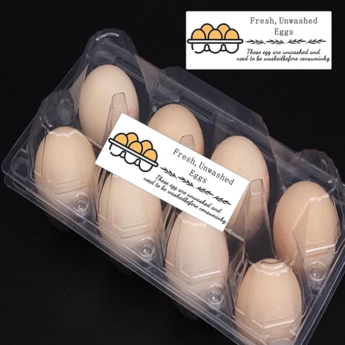 500 Pcs Farm Fresh Eggs Labels Unwashed Fresh Eggs Packaging Stickers Poultry Farmers Quail Egg Producers Stickers for Farmers Market Homestead Fresh Chicken & Quail Egg