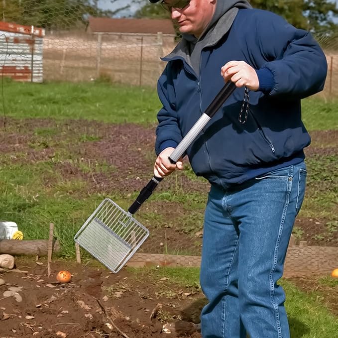 Chicken Coop Rake - Stretchable Cleaning Tool, Poop Shovel for Debris Removal | Coop Accessories Kit, Poop Separator for Sand Bedding, Rake with Easy Cleanup Use