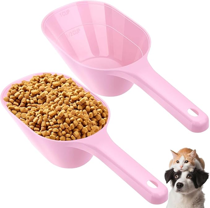 Dog Food Scoop, 1 Cup Pet Food Scoop With Measuring Lines (pink)