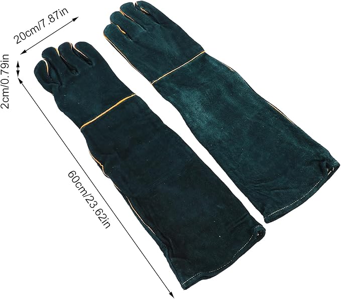 Fockety Animal Handling Gloves Bite Proof, 60CM Thickening Anti Scratch Long Gloves for Bathing Grooming Welding Dog Cat Bird Lizard