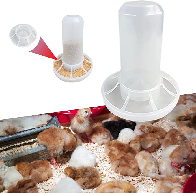 Automatic Chicken Feeder Feeder Bucket Inside No Waste with Ports Birds Dispenser for Goose Geese Quails Farm, for 350g Feed