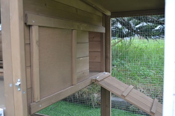 Large 87" Wood Chicken Coop Backyard Hen House 4-6 Chickens Nesting Box & Run