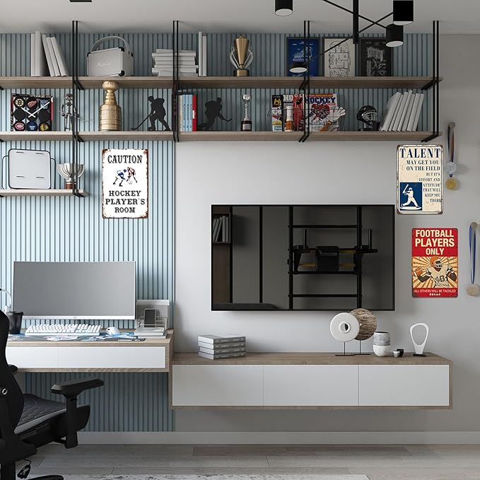 Football Room Decor For Boys Football Gifts For Boy 8-12 Football Wall Art Football Metal Tin Sign Cool Stuff For Your Room Football Players Only Signs Football Posters For Boys Bedroom Football Dorm Accessories Sporty Style Decorative Items Football S...