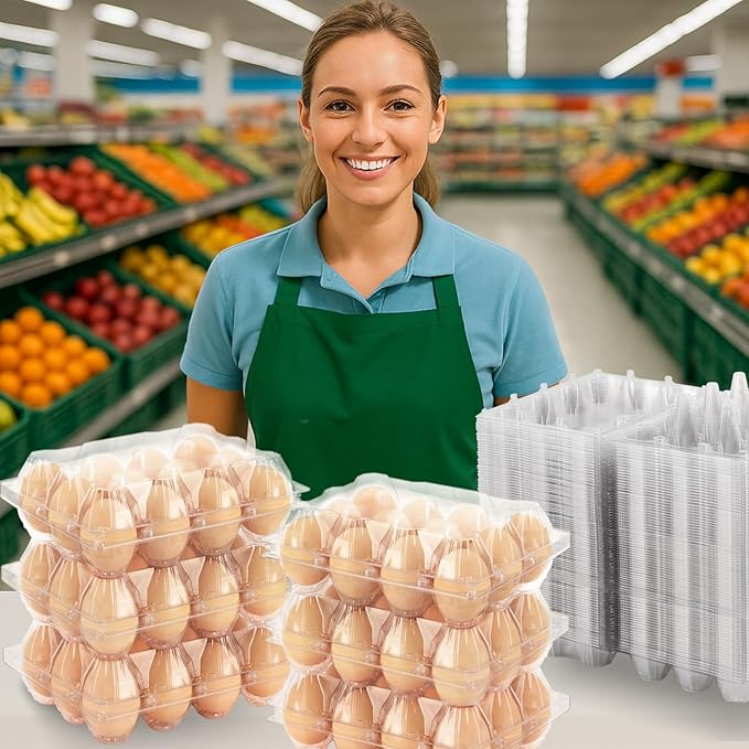120 Packs Plastic Clear Egg Carton，Egg Cartons 3 * 4Grids，Cear Egg Carton for Perfect for Refrigerator Chicken Farm Markets