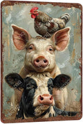 Metal Signs A Pig Cow Chicken Vintage Tin Sign for Home Office Kitchen Bar Cafe Garden Farmhouse Chicken Coop Wall Decor 12x8 Inch