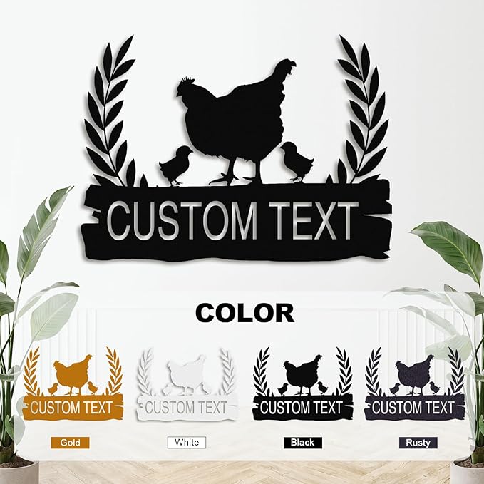 Personalized Chicken Coop Sign – Custom Metal Name Farm Sign, Outdoor Hen House Décor, Rustic Garden Lawn Plaque, Customizable Chicken Farm Sign with Name & Established Date, Unique Gift