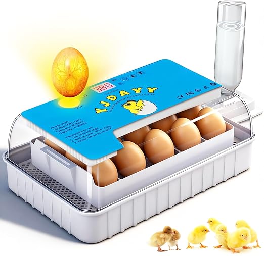 Incubators for Hatching Eggs 15-35 Eggs Incubator with Automatic Egg Turning and ℉Temperature Display LED Candler Poultry Incubator for Hatching Chicken Duck and Quail Incubator (Blue)