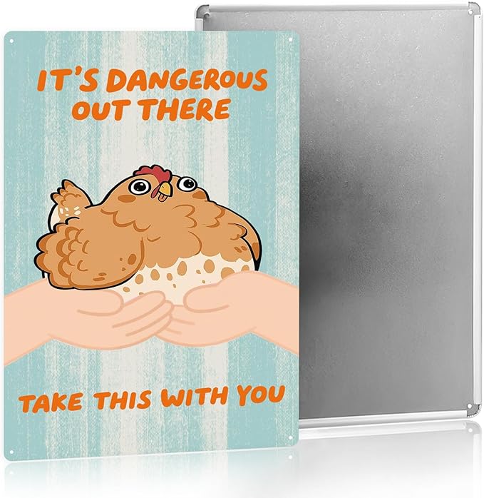 Funny Chicken Gifts For Chicken Lovers Farmhouse Outdoor Decor Hen House Rustic Farmhouse Wall Decor Cute Kitchen Decor For Yard Home 8×12 Metal Sign