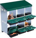Chicken Nesting Boxes 6 Compartments Chicken Laying Boxes Roll Away Egg Collection Metal Poultry Nest Box with Perch and Lid Cover Free Standing Egg Laying Boxes for Hens Chicken