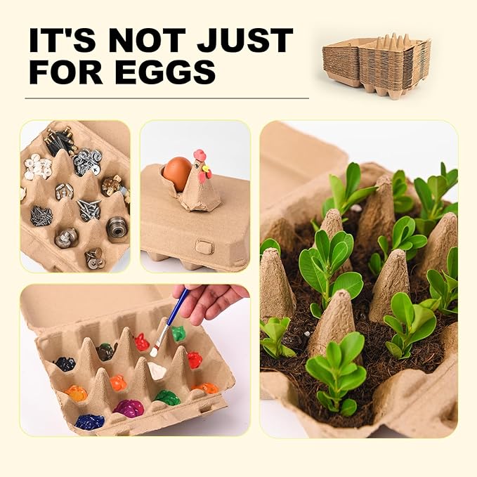 30 Pcs Blank Pulp Egg Cartons, 3 * 4 Style Square Tray, Holds 12 Eggs, Made of Recycled Pulp, Sturdy and Durable, Suitable for Egg Containers at Home, Chicken Houses, Markets, Restaurants